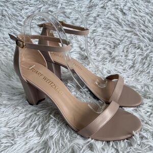 Stuart Weitzman Nearlynude 90mm Nude Strappy Leather Sandals Size 12